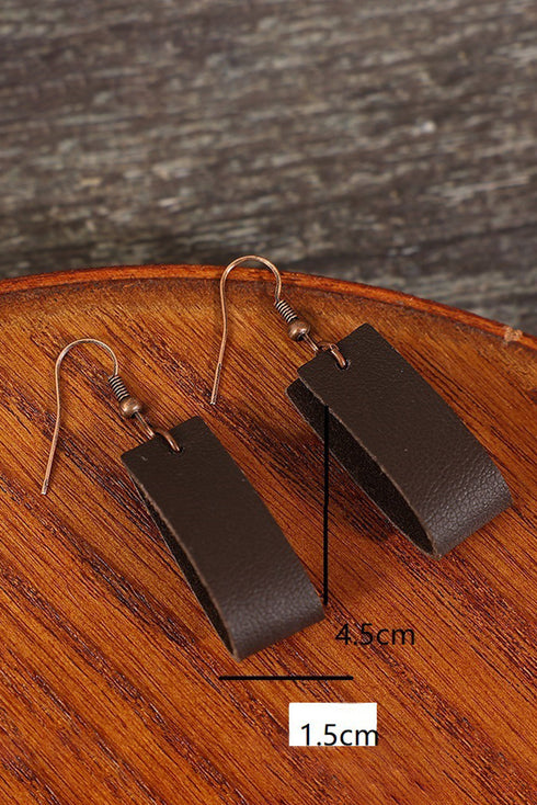 Textured Faux Leather Circular Disc Drop Earrings