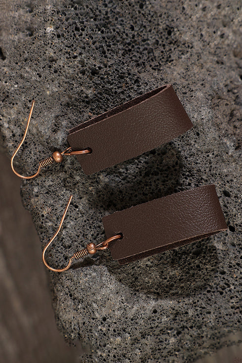 Textured Faux Leather Circular Disc Drop Earrings