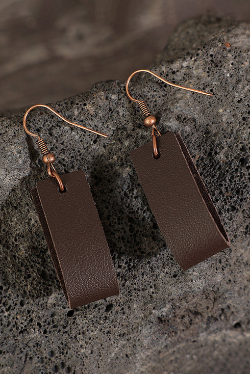 Textured Faux Leather Circular Disc Drop Earrings