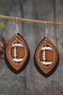Textured Faux Leather Football Pendant Drop Earrings
