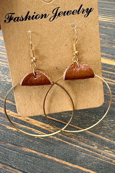 Textured Faux Leather Wrapped Round Hoop Earrings