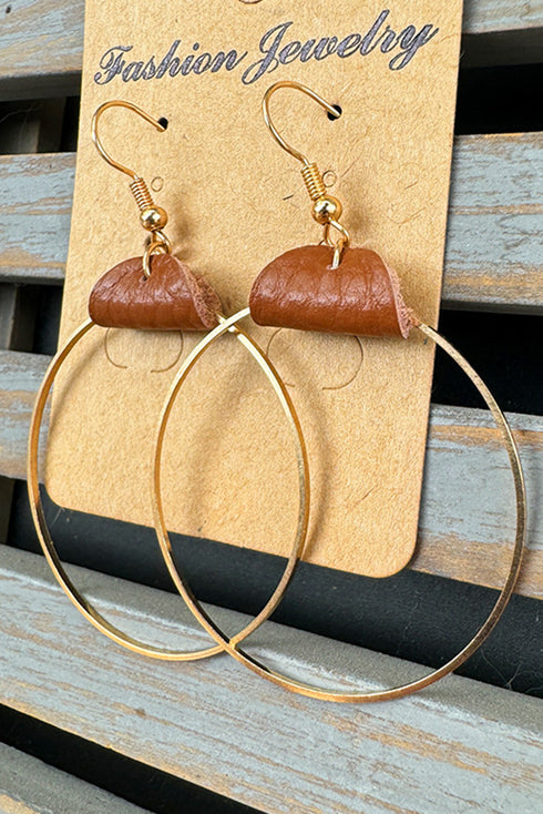 Textured Faux Leather Wrapped Round Hoop Earrings