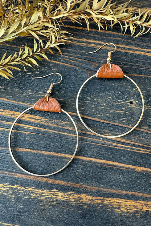 Textured Faux Leather Wrapped Round Hoop Earrings