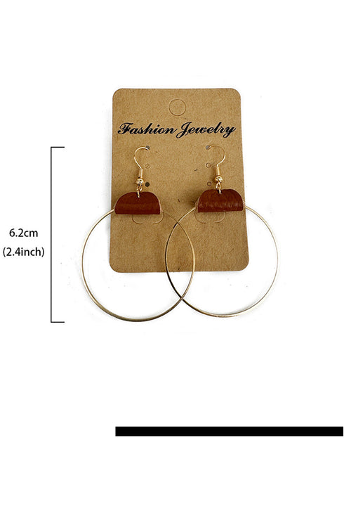 Textured Faux Leather Wrapped Round Hoop Earrings
