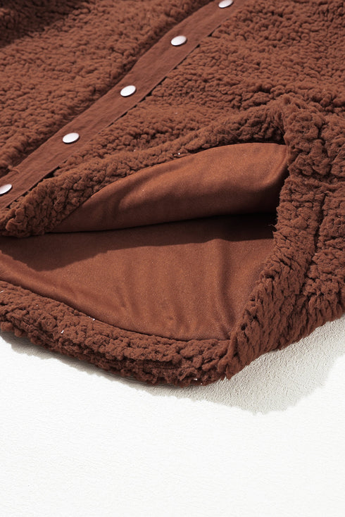 Textured Faux Shearling Teddy Bear Fleece Jacket