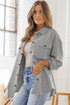Textured Flap Pocket Button Front Casual Shirt Jacket