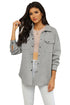 Textured Flap Pocket Button Front Casual Shirt Jacket