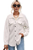 Textured Flap Pocket Button Front Casual Shirt Jacket
