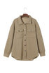 Textured Flap Pocket Button Front Casual Shirt Jacket