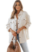 Textured Flap Pocket Button Front Casual Shirt Jacket