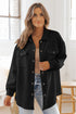 Textured Flap Pocket Button Front Casual Shirt Jacket