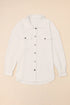 Textured Flap Pocket Button Front Casual Shirt Jacket