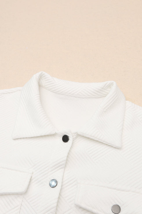 Textured Flap Pocket Button Front Casual Shirt Jacket