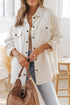 Textured Flap Pocket Button Front Casual Shirt Jacket