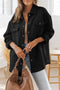 Textured Flap Pocket Button Front Casual Shirt Jacket