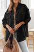 Textured Flap Pocket Button Front Casual Shirt Jacket