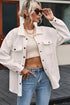 Textured Flap Pocket Button Front Casual Shirt Jacket