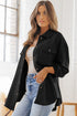 Textured Flap Pocket Button Front Casual Shirt Jacket