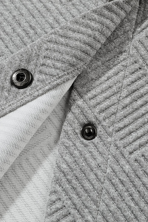 Textured Flap Pocket Button Front Casual Shirt Jacket