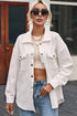 Textured Flap Pocket Button Front Casual Shirt Jacket