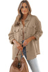 Textured Flap Pocket Button Front Casual Shirt Jacket