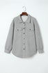 Textured Flap Pocket Button Front Casual Shirt Jacket