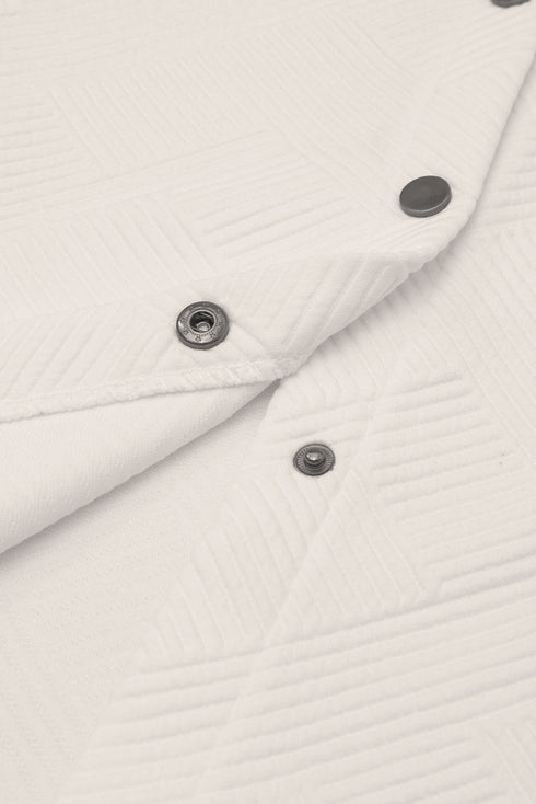 Textured Flap Pocket Button Front Casual Shirt Jacket