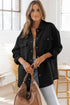 Textured Flap Pocket Button Front Casual Shirt Jacket