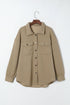 Textured Flap Pocket Button Front Casual Shirt Jacket