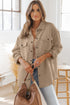 Textured Flap Pocket Button Front Casual Shirt Jacket