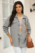 Textured Flap Pocket Button Front Casual Shirt Jacket