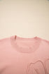 Textured Floral Applique Bishop Sleeve Crew Neck Sweater
