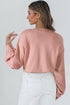 Textured Floral Applique Bishop Sleeve Crew Neck Sweater