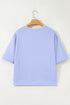 Textured Floral Applique Short Sleeve Pullover Top