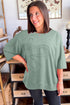 Textured Floral Applique Short Sleeve Pullover Top