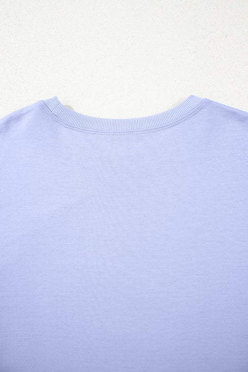 Textured Floral Applique Short Sleeve Pullover Top