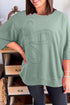 Textured Floral Applique Short Sleeve Pullover Top