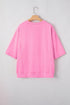 Textured Floral Applique Short Sleeve Pullover Top
