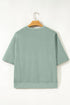 Textured Floral Applique Short Sleeve Pullover Top
