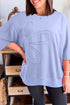 Textured Floral Applique Short Sleeve Pullover Top