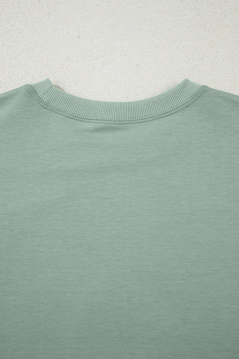 Textured Floral Applique Short Sleeve Pullover Top