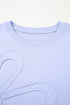 Textured Floral Applique Short Sleeve Pullover Top