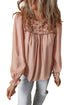 Textured Floral Embroidered Flounce Sleeve Relaxed Fit Blouse