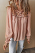 Textured Floral Embroidered Flounce Sleeve Relaxed Fit Blouse