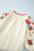 Textured Floral Embroidered Puff Sleeve Ricrac Trim Blouse