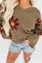 Textured Floral Exposed Seam Slouchy Knit Sweater