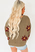 Textured Floral Exposed Seam Slouchy Knit Sweater