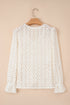 Textured Floral Lace V Neck Ruffle Sleeve Blouse