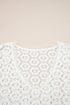 Textured Floral Lace V Neck Ruffle Sleeve Blouse