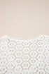 Textured Floral Lace V Neck Ruffle Sleeve Blouse